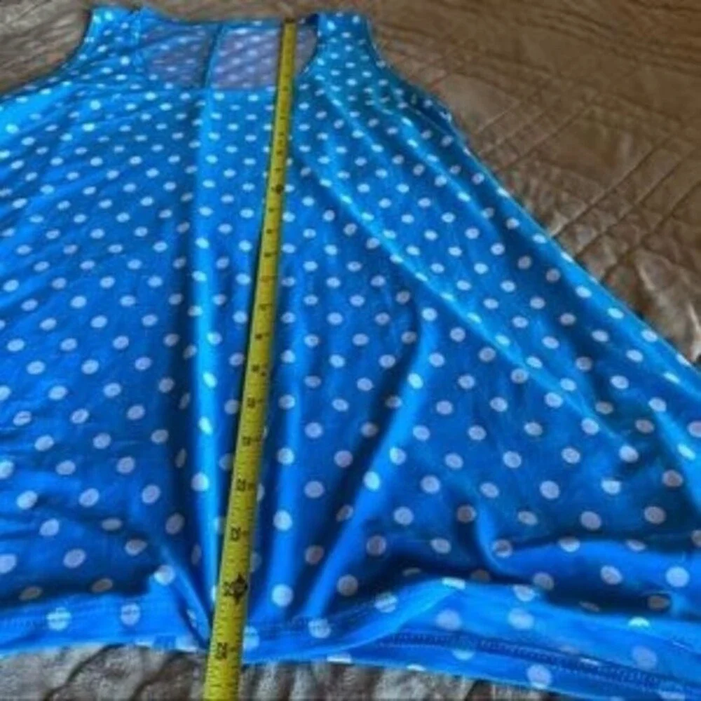 Boutique Retro Blue Polka dot Swing Tunic Tank